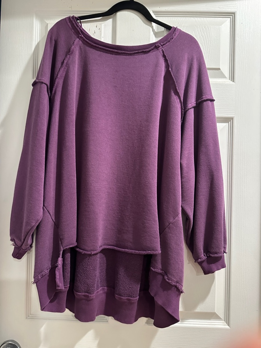 FP Movement by Free People Oversized Raw-Hem Sweatshirt in Plum